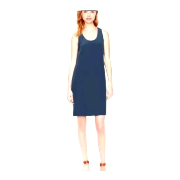 J Crew Silk Twist Back Navy Mini Dress. Size 4, EUC - Picture 1 of 6